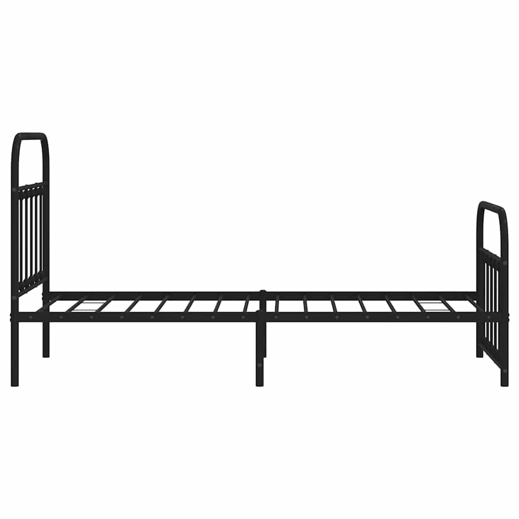 Metalni okvir kreveta uzglavlje i podnožje crni 90x190 cm
