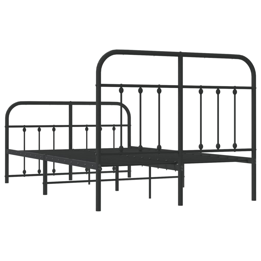 Metalni okvir kreveta uzglavlje i podnožje crni 120x190 cm