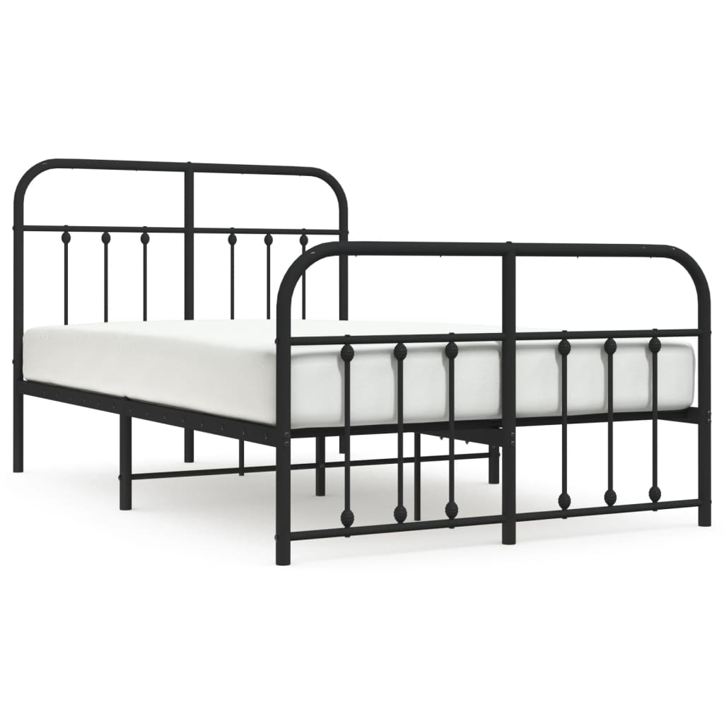 Metalni okvir kreveta uzglavlje i podnožje crni 120x200 cm