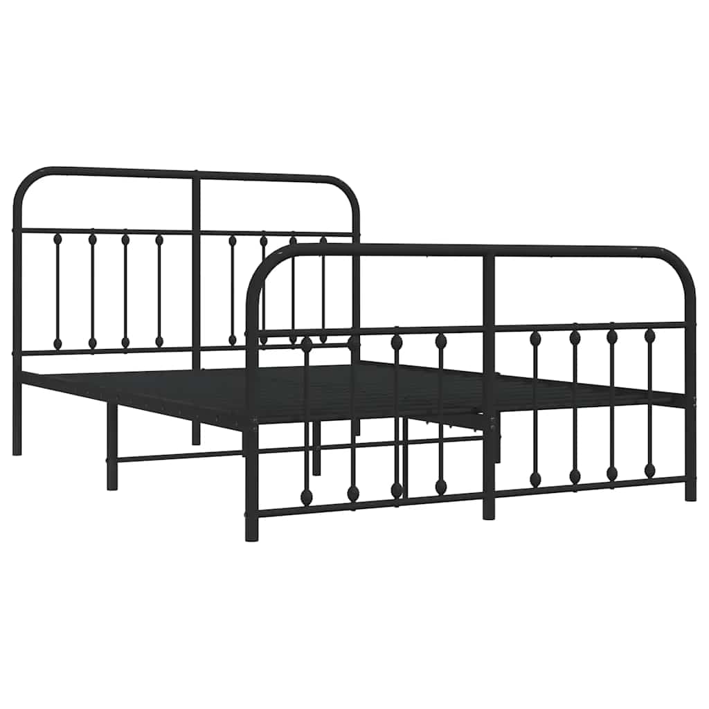 Metalni okvir kreveta uzglavlje i podnožje crni 135x190 cm