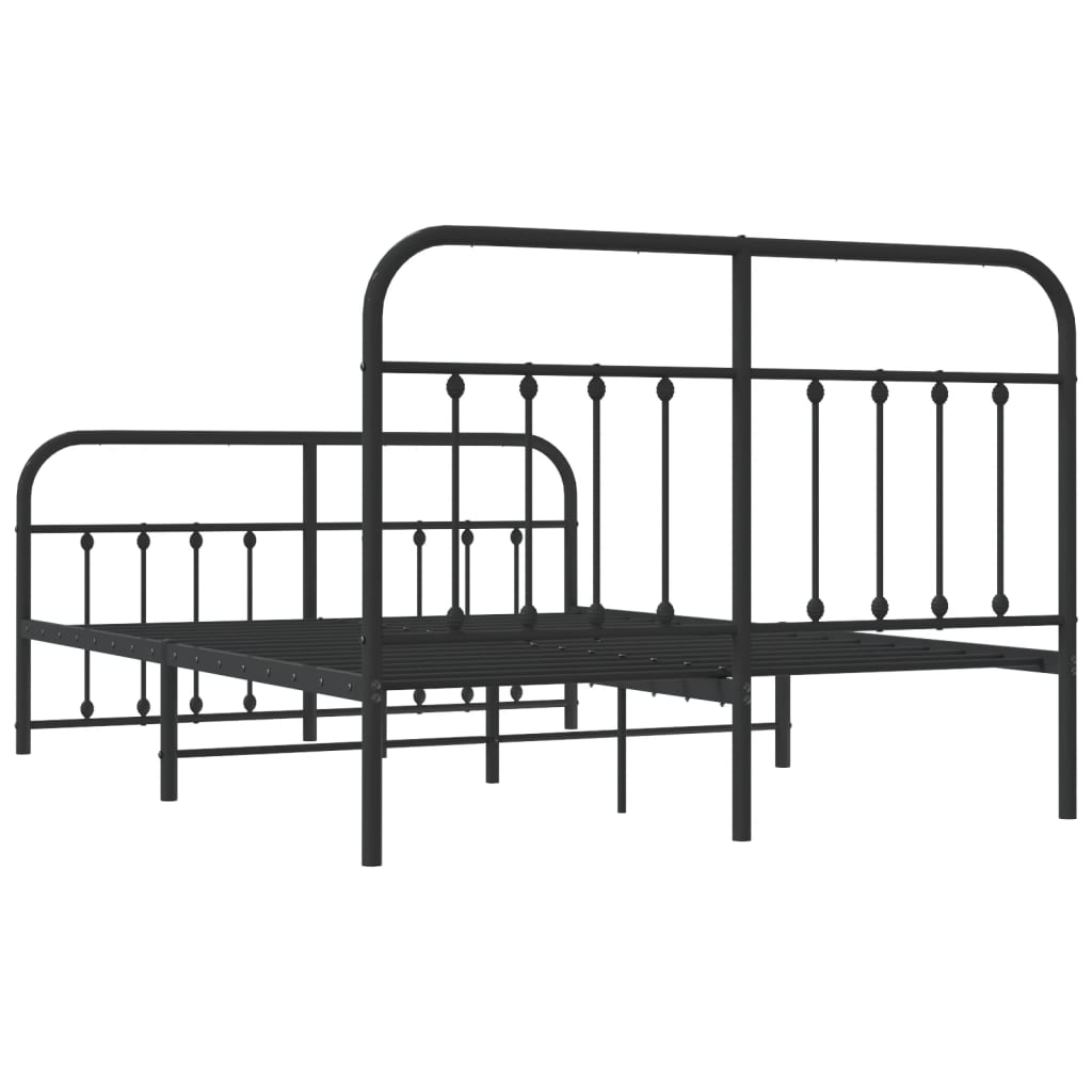 Metalni okvir kreveta uzglavlje i podnožje crni 140x200 cm