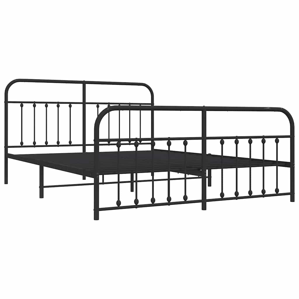 Metalni okvir kreveta uzglavlje i podnožje crni 183x213 cm