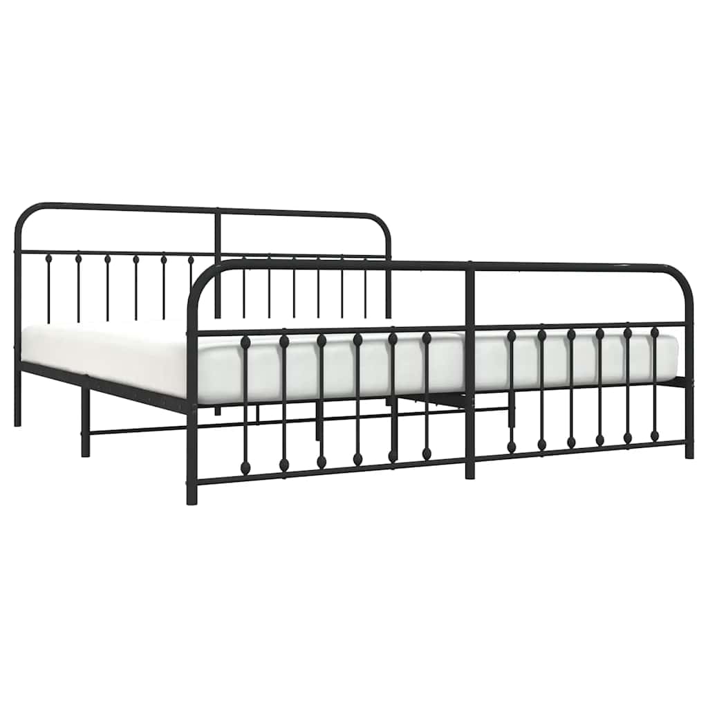 Metalni okvir kreveta uzglavlje i podnožje crni 193x203 cm