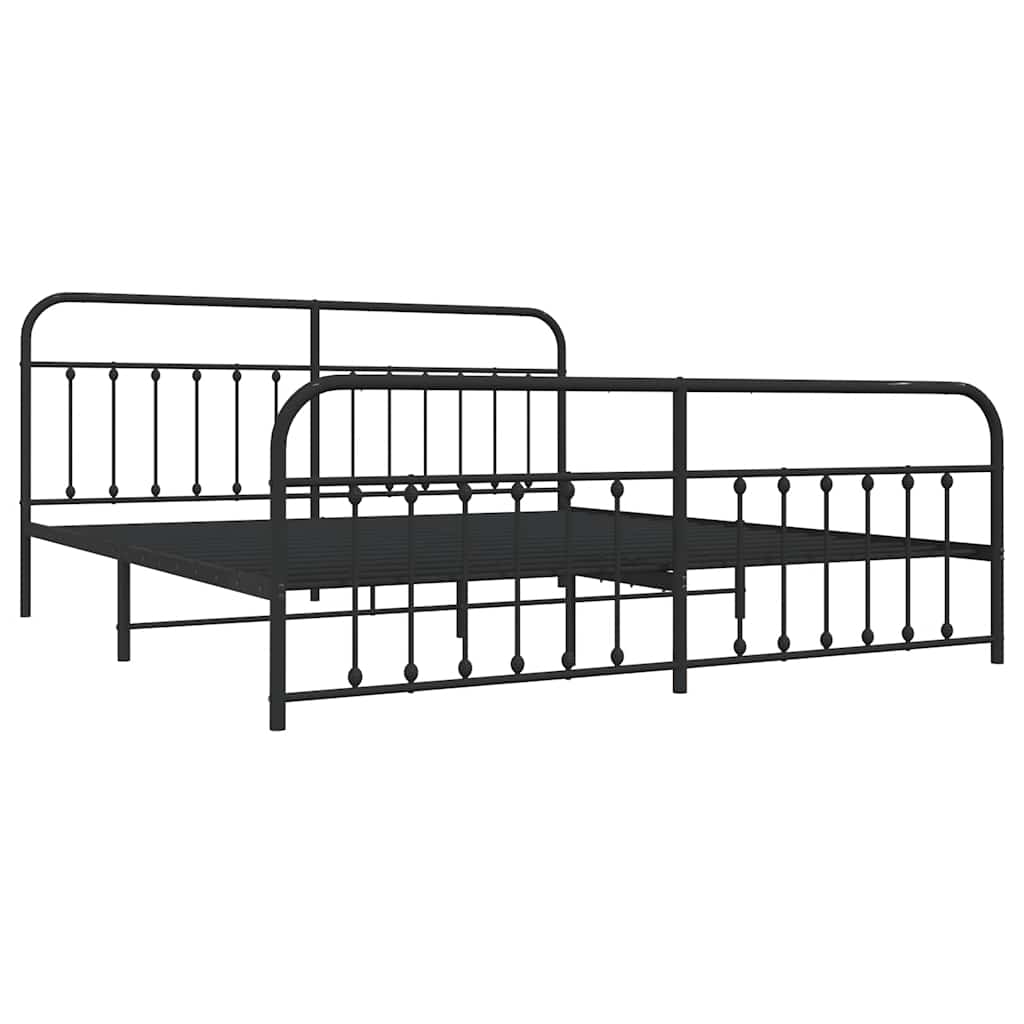 Metalni okvir kreveta uzglavlje i podnožje crni 200x200 cm
