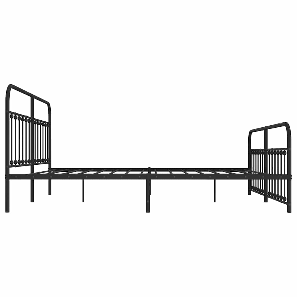 Metalni okvir kreveta uzglavlje i podnožje crni 200x200 cm
