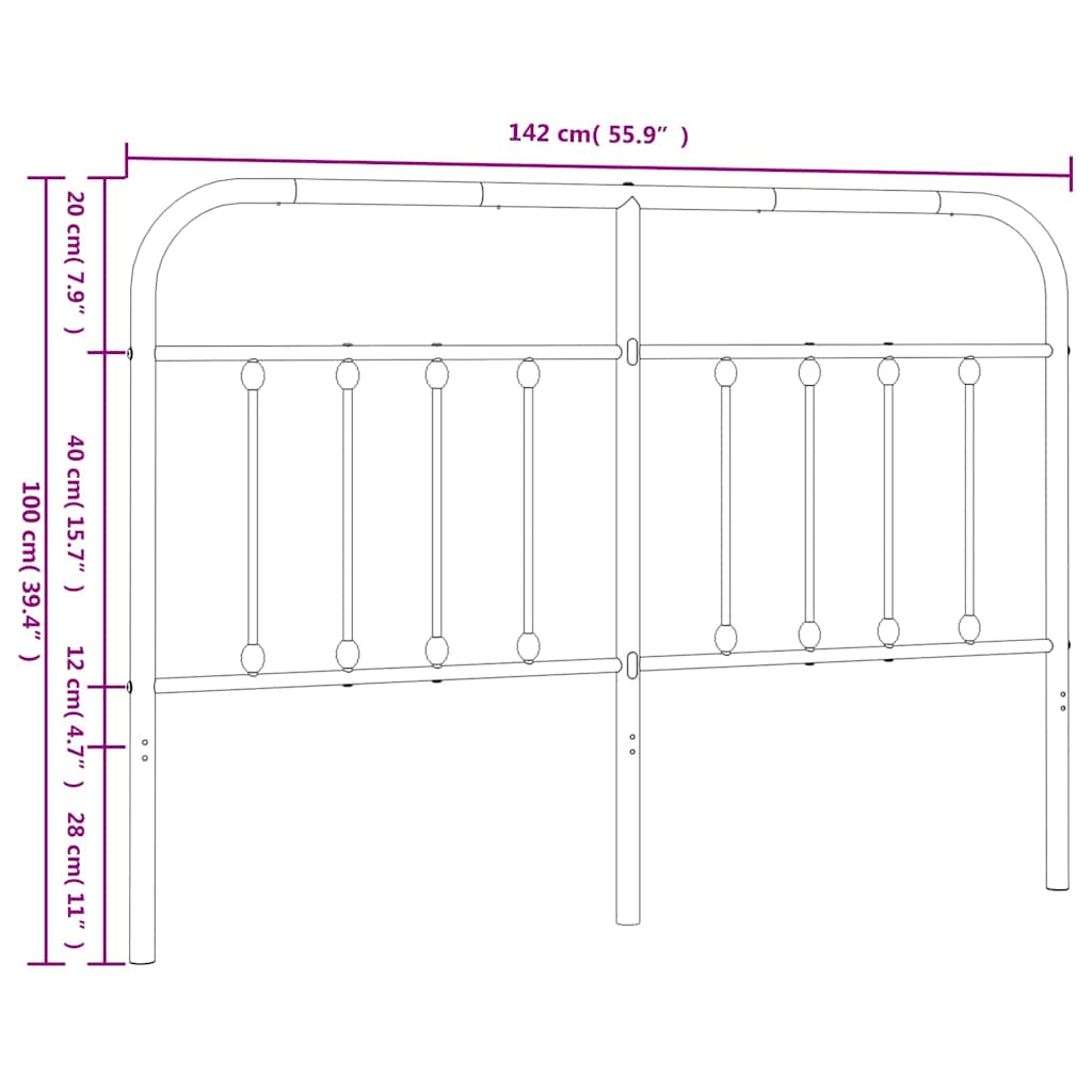 Metalno zamjensko uzglavlje crno 135 cm