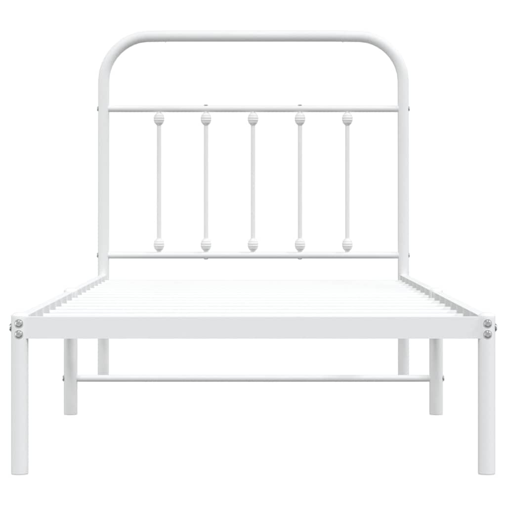 Metalni okvir za krevet s uzglavljem bijeli 90 x 190 cm