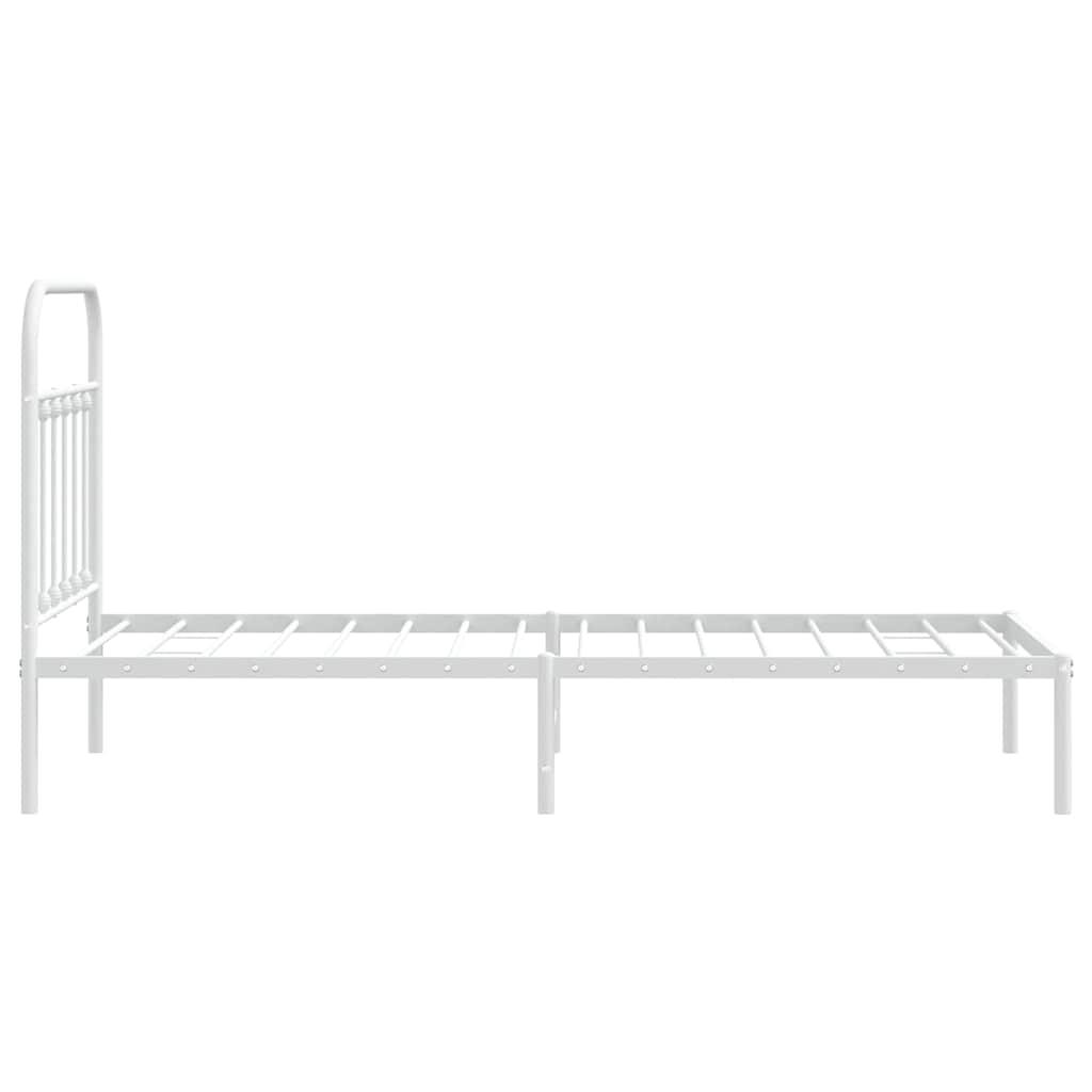 Metalni okvir za krevet s uzglavljem bijeli 90 x 190 cm