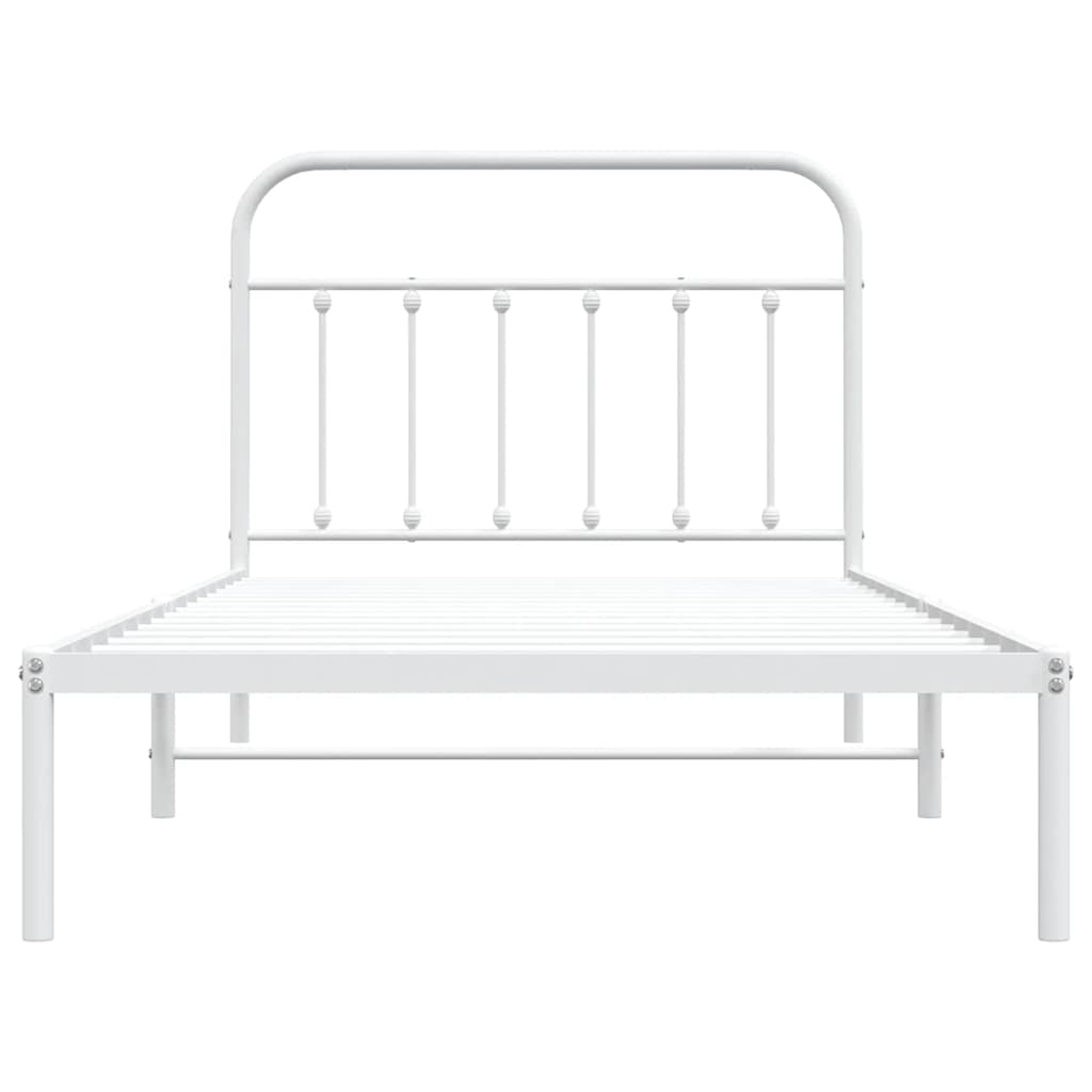 Metalni okvir za krevet s uzglavljem bijeli 100x200 cm