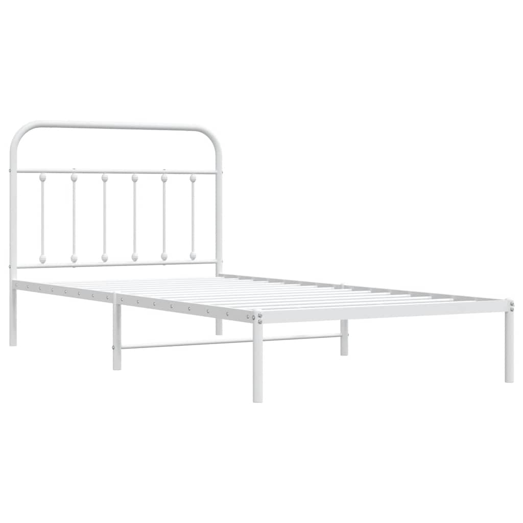 Metalni okvir za krevet s uzglavljem bijeli 107x203 cm