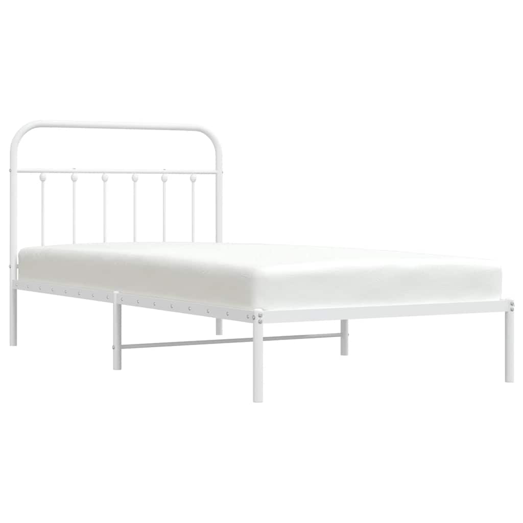 Metalni okvir za krevet s uzglavljem bijeli 107x203 cm
