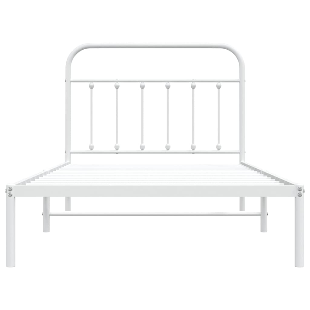 Metalni okvir za krevet s uzglavljem bijeli 107x203 cm