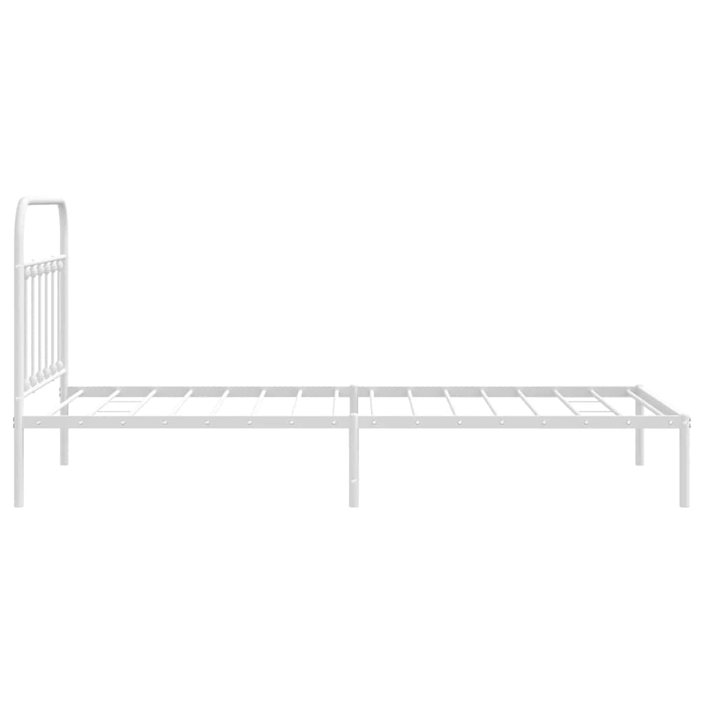 Metalni okvir za krevet s uzglavljem bijeli 107x203 cm