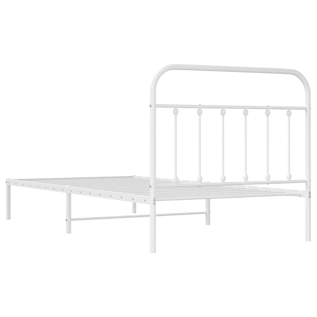 Metalni okvir za krevet s uzglavljem bijeli 107x203 cm