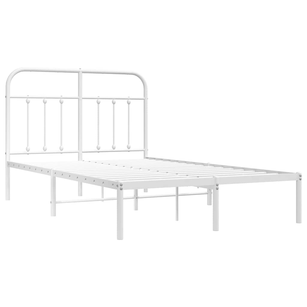 Metalni okvir za krevet s uzglavljem bijeli 120 x 190 cm