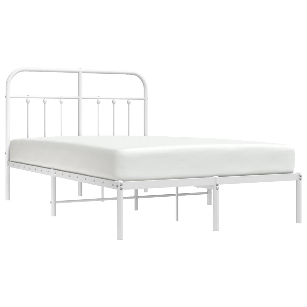 Metalni okvir za krevet s uzglavljem bijeli 120 x 190 cm