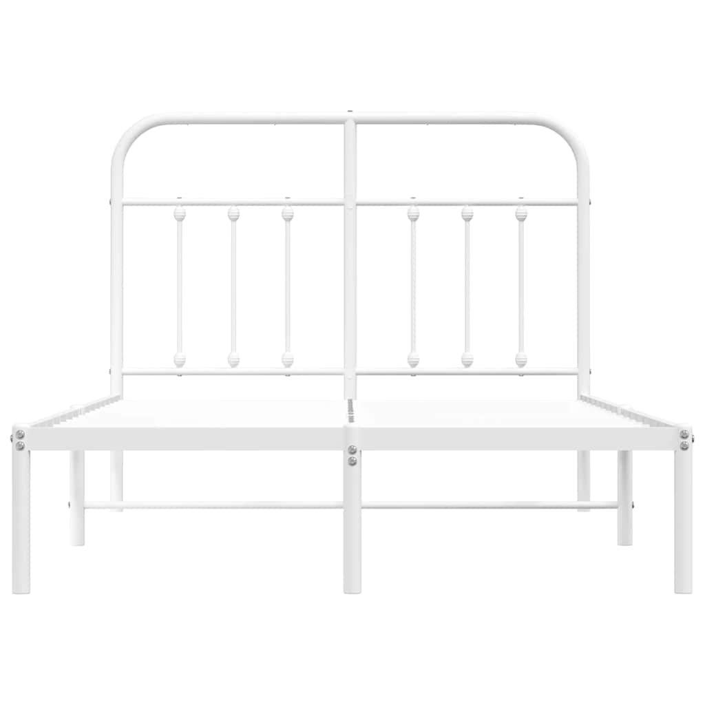 Metalni okvir za krevet s uzglavljem bijeli 120 x 190 cm