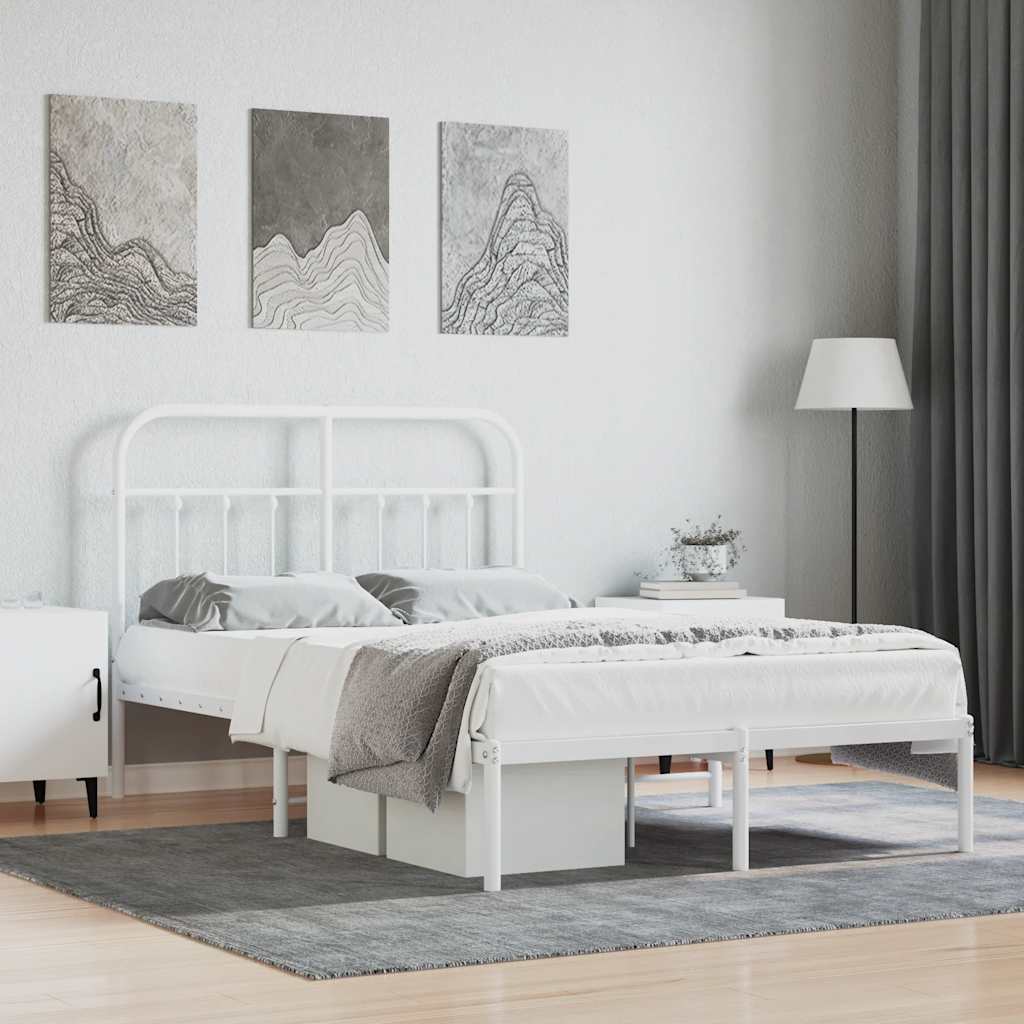 Metalni okvir za krevet s uzglavljem bijeli 120 x 190 cm