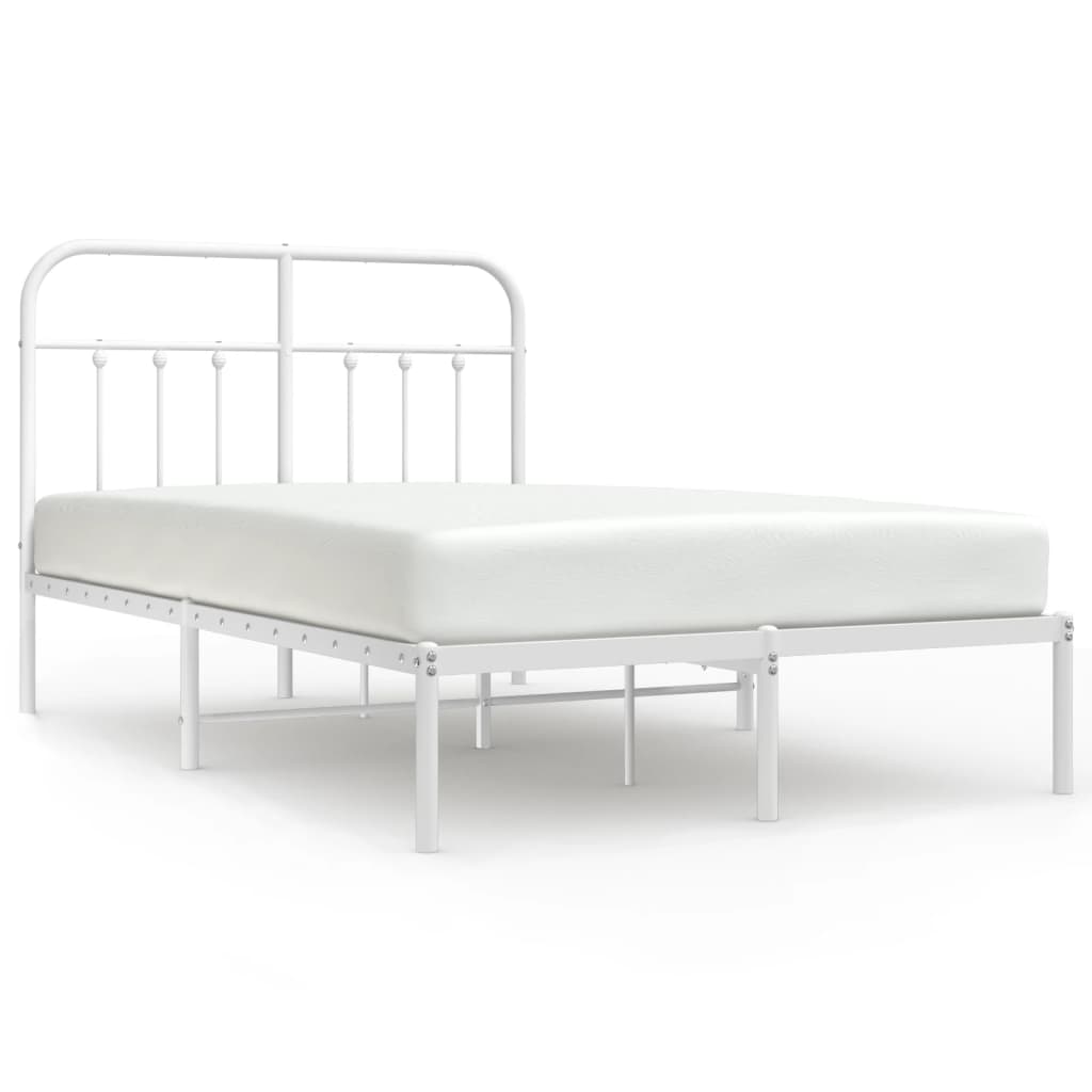 Metalni okvir za krevet s uzglavljem bijeli 120x200 cm