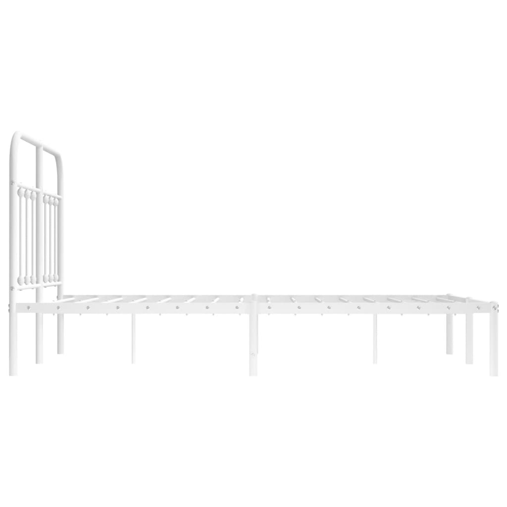Metalni okvir za krevet s uzglavljem bijeli 120x200 cm
