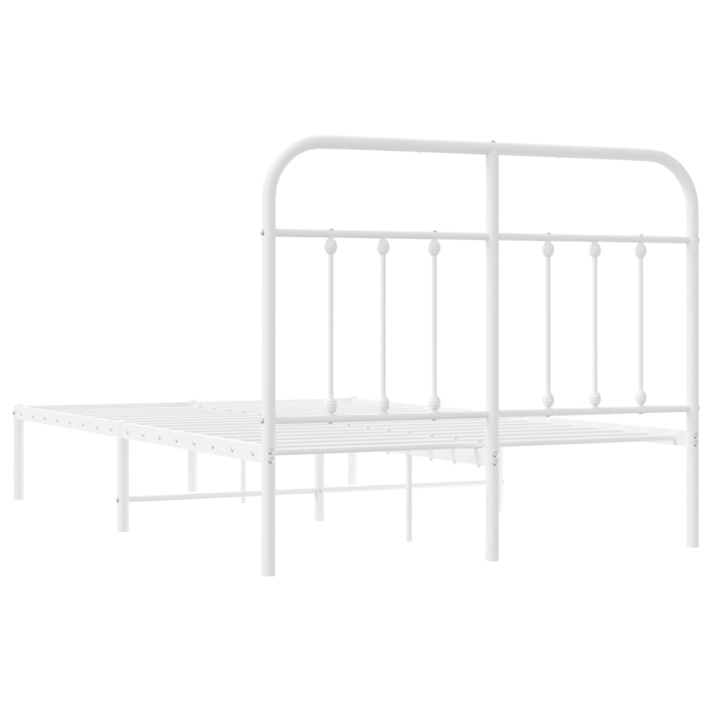 Metalni okvir za krevet s uzglavljem bijeli 120x200 cm