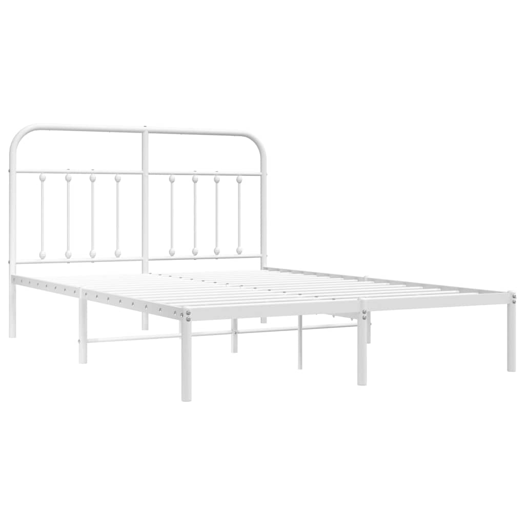Metalni okvir za krevet s uzglavljem bijeli 135x190 cm