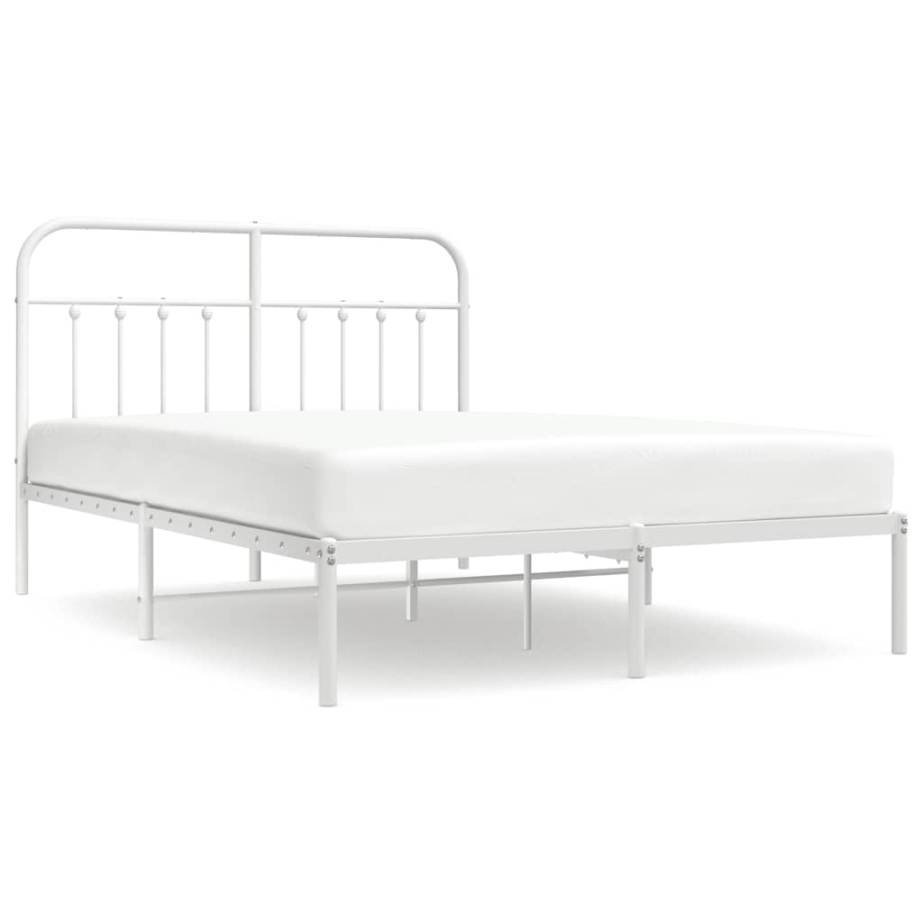 Metalni okvir za krevet s uzglavljem bijeli 140 x 190 cm