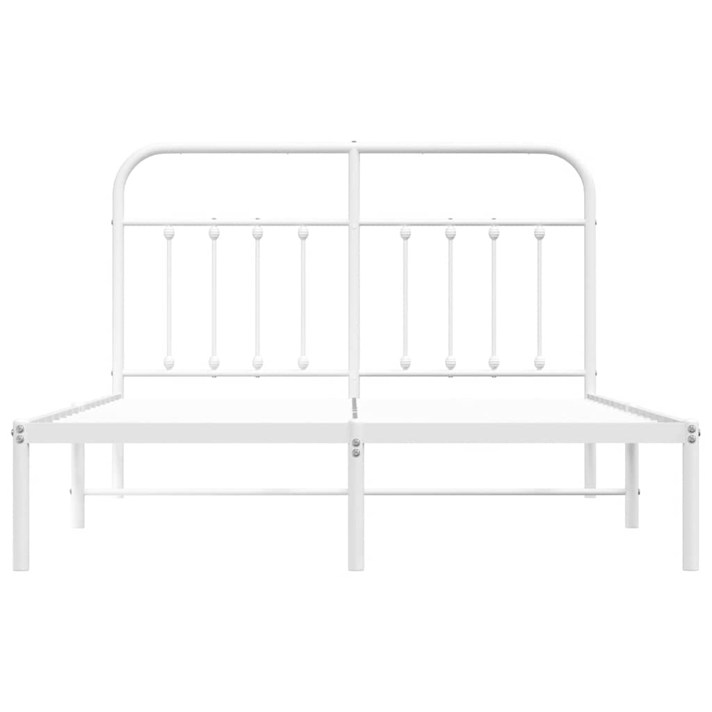 Metalni okvir za krevet s uzglavljem bijeli 140 x 190 cm
