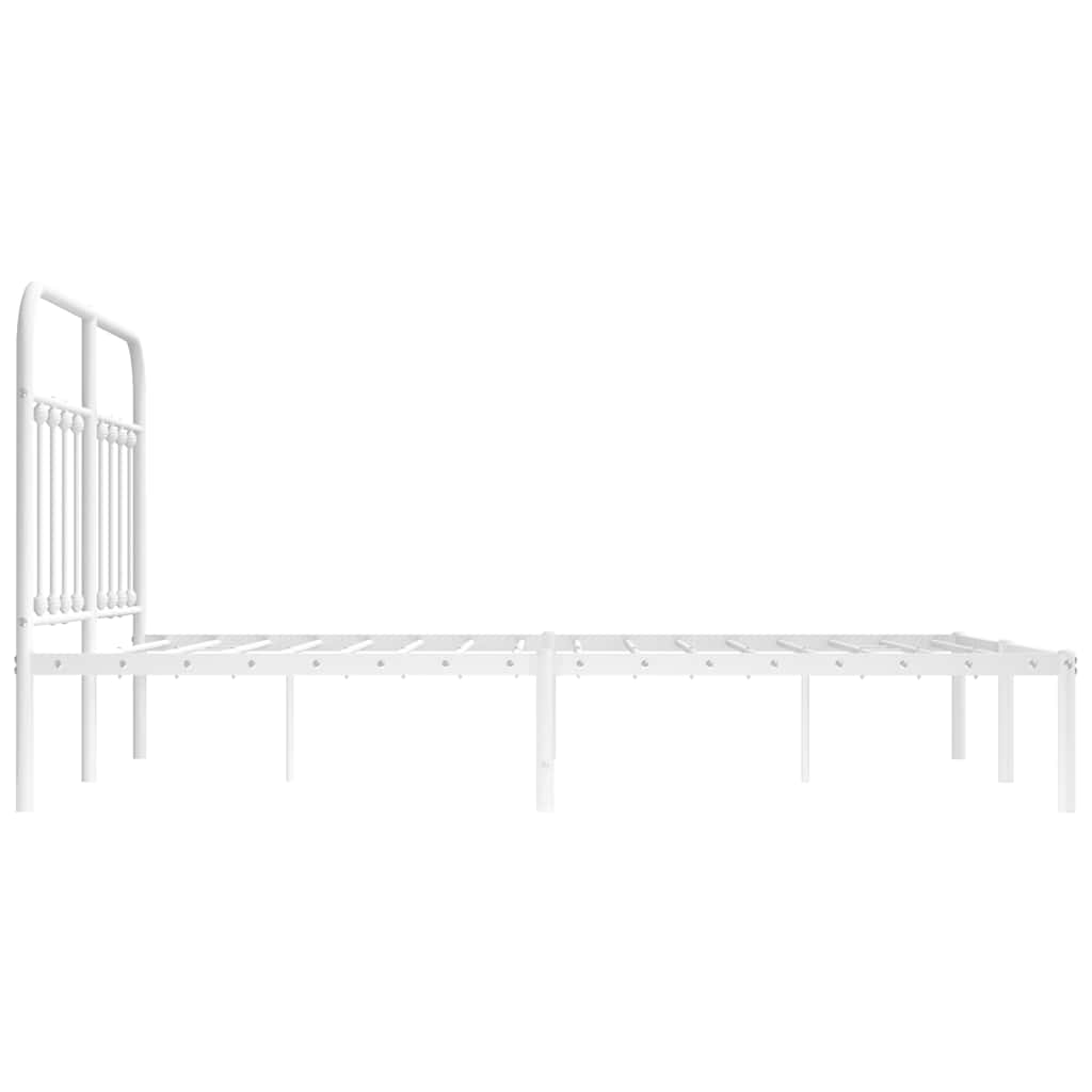 Metalni okvir za krevet s uzglavljem bijeli 140 x 190 cm
