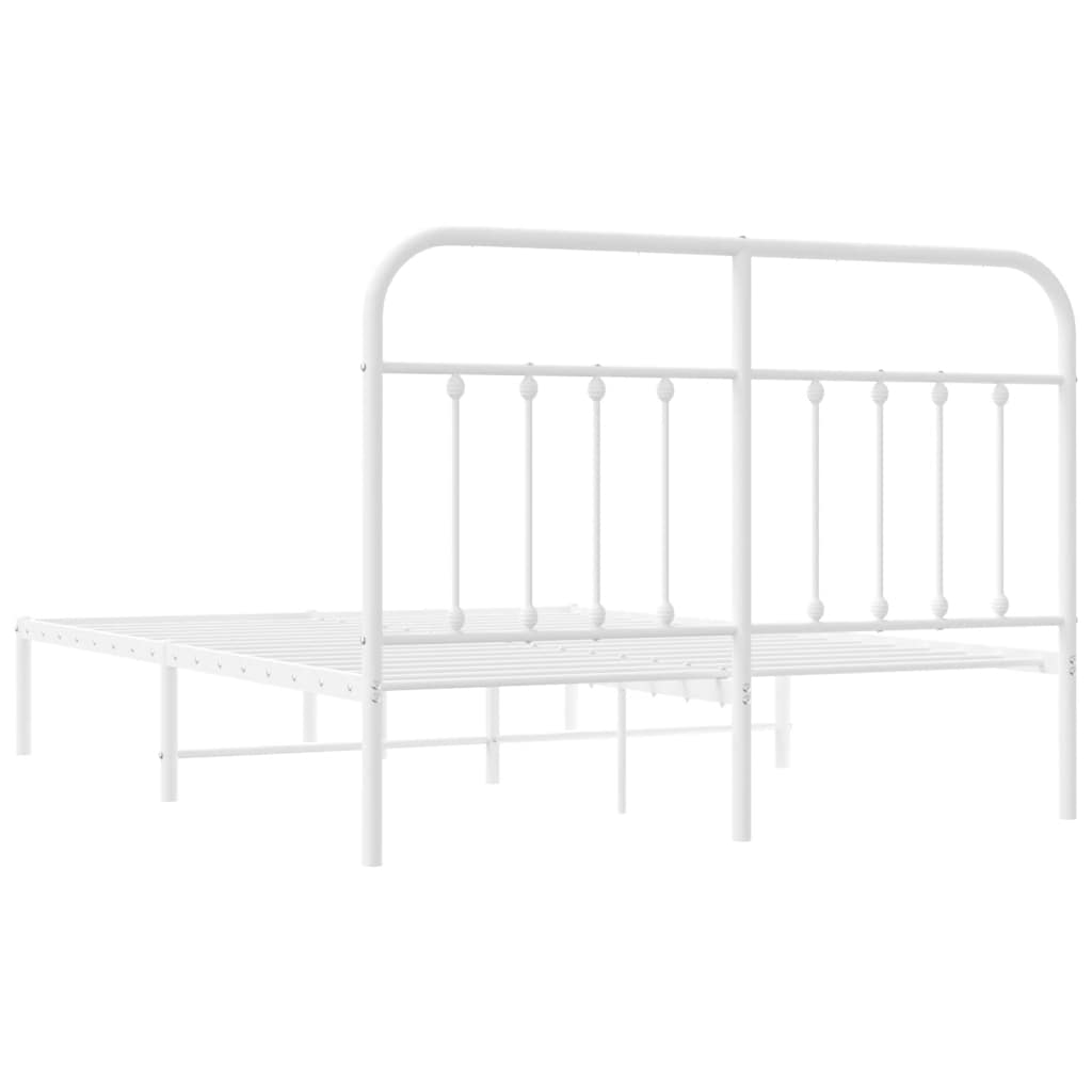 Metalni okvir za krevet s uzglavljem bijeli 140 x 190 cm
