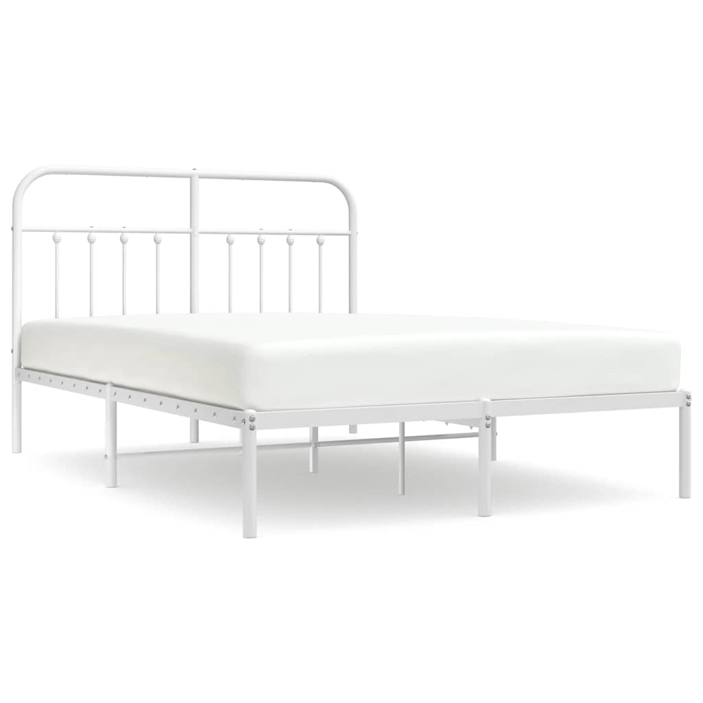Metalni okvir za krevet s uzglavljem bijeli 150x200 cm