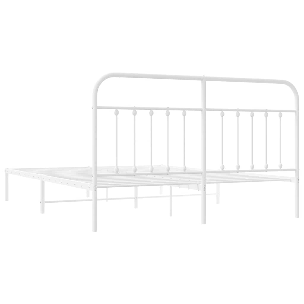 Metalni okvir za krevet s uzglavljem bijeli 160x200 cm