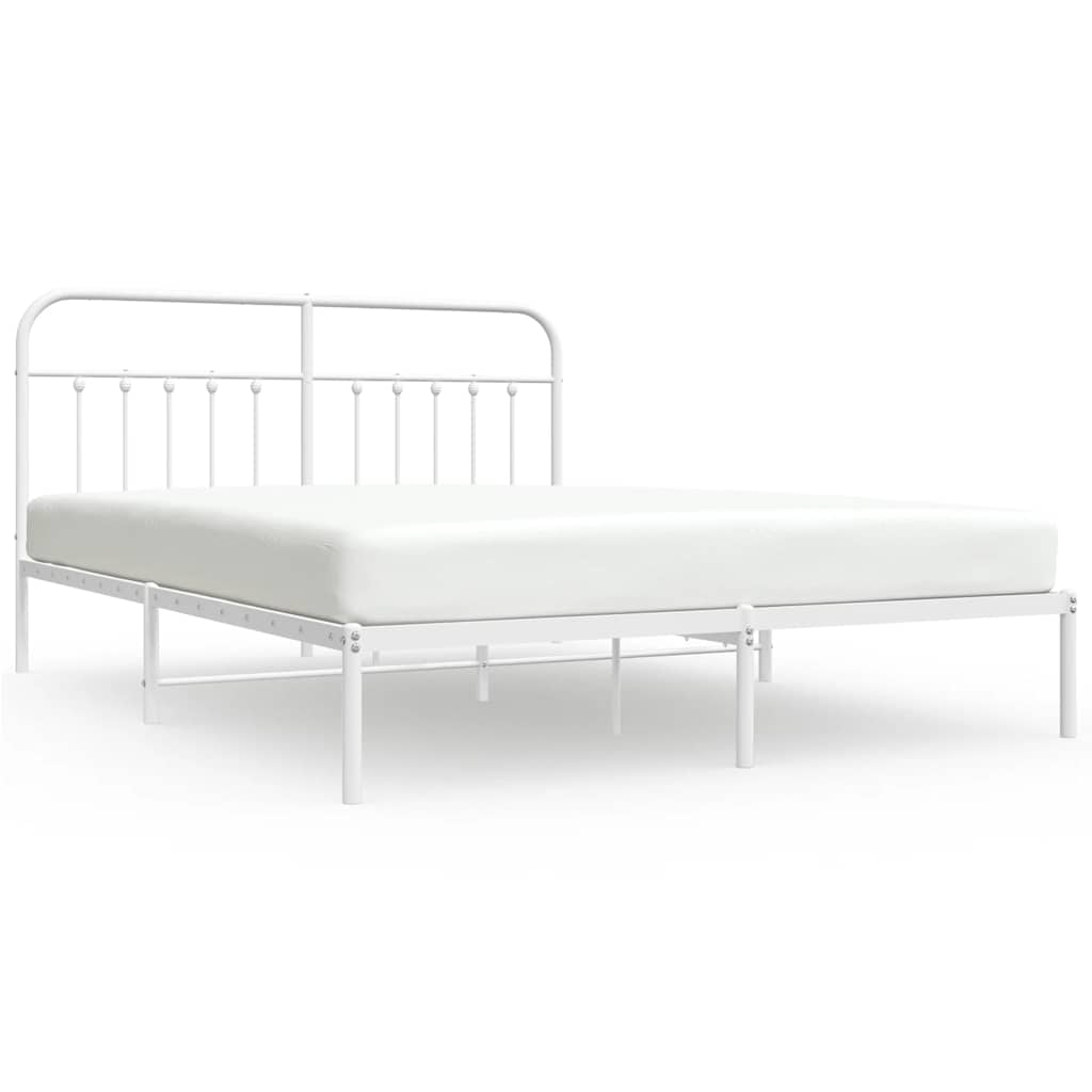 Metalni okvir za krevet s uzglavljem bijeli 180x200 cm