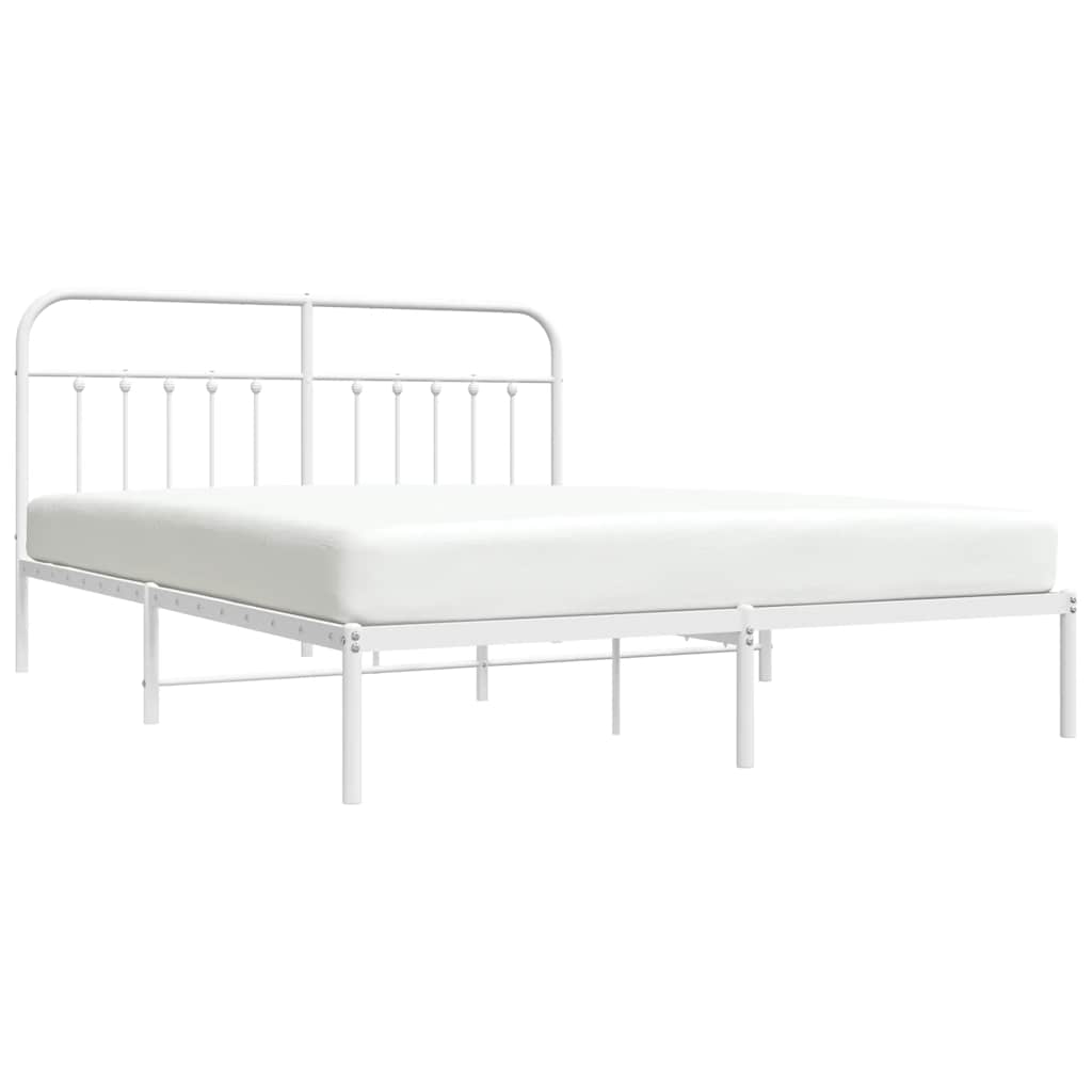 Metalni okvir za krevet s uzglavljem bijeli 183x213 cm