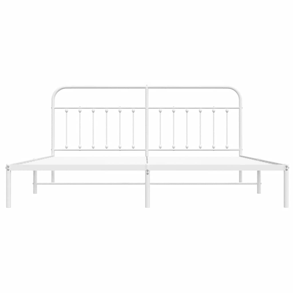 Metalni okvir za krevet s uzglavljem bijeli 193x203 cm