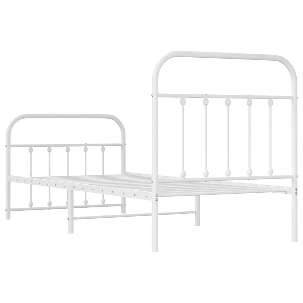 Metalni okvir kreveta uzglavlje i podnožje bijeli 90x190 cm