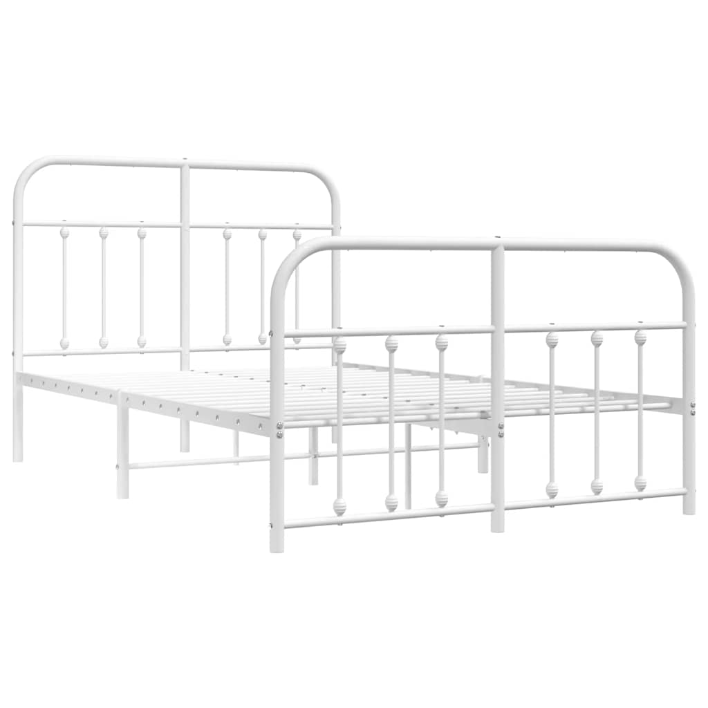Metalni okvir kreveta uzglavlje i podnožje bijeli 120x200 cm