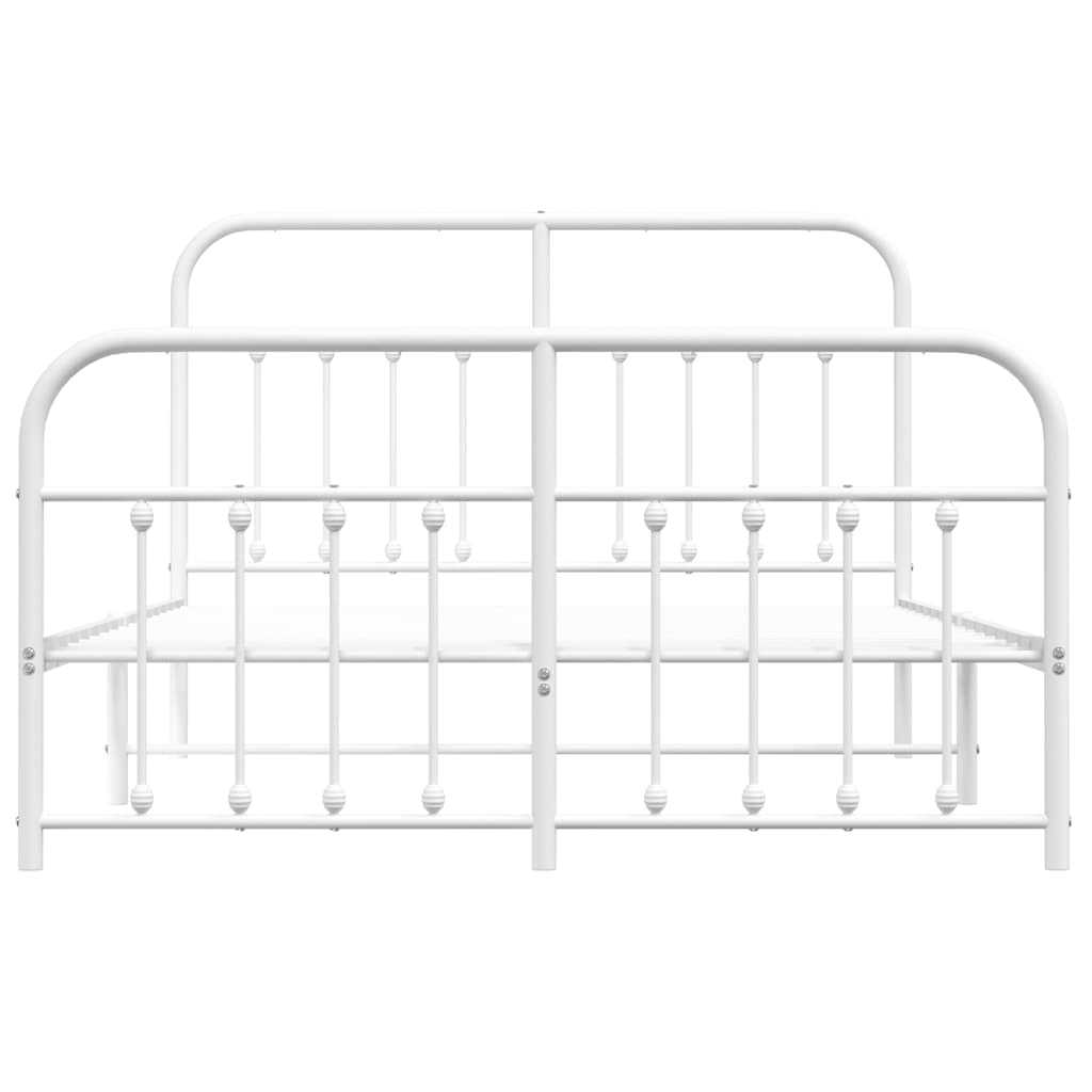 Metalni okvir kreveta uzglavlje i podnožje bijeli 140 x 190 cm