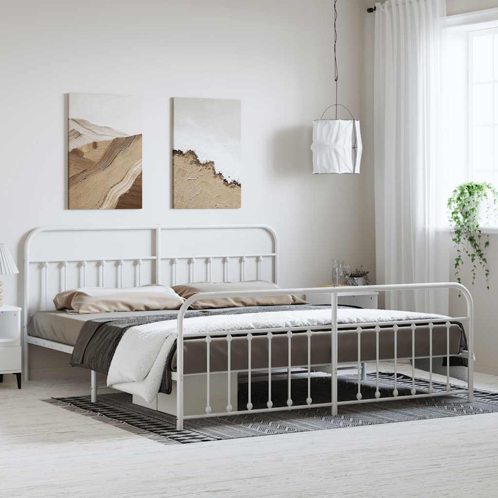 Metalni okvir kreveta uzglavlje i podnožje bijeli 183x213 cm