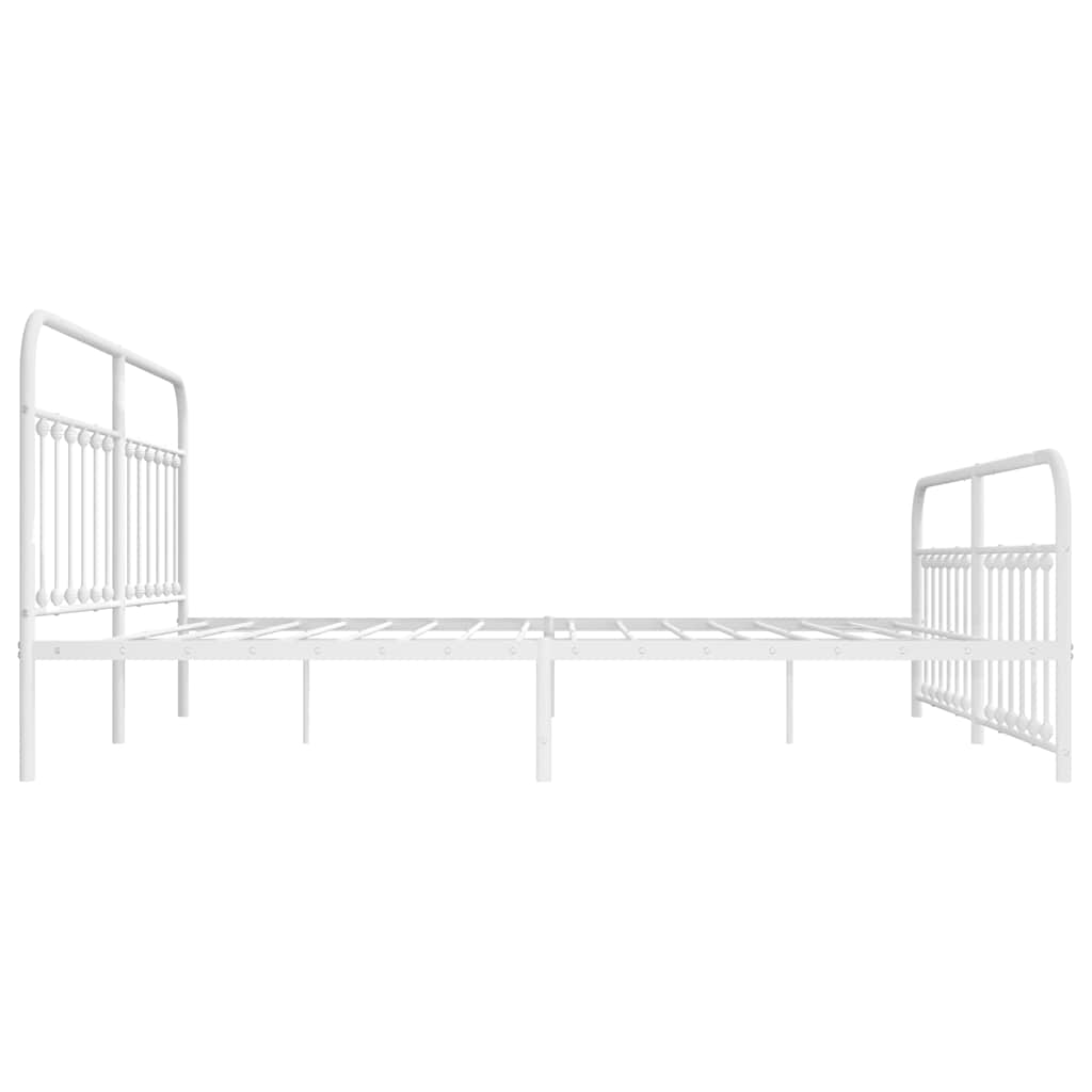 Metalni okvir kreveta uzglavlje i podnožje bijeli 200x200 cm