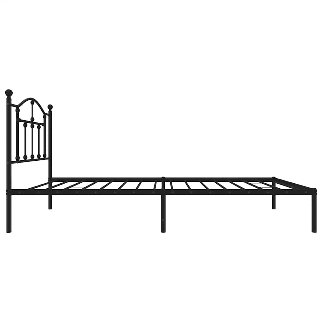 Metalni okvir za krevet s uzglavljem crni 80x200 cm