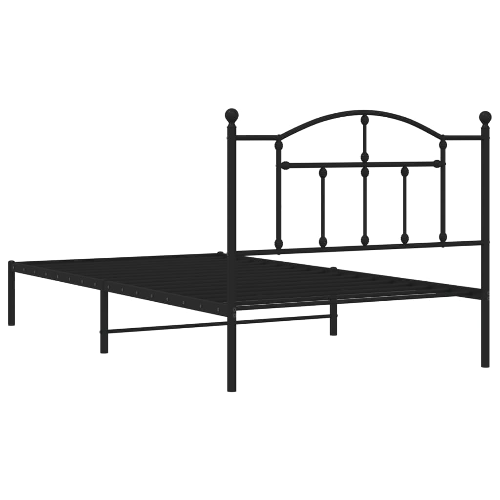 Metalni okvir za krevet s uzglavljem crni 107x203 cm