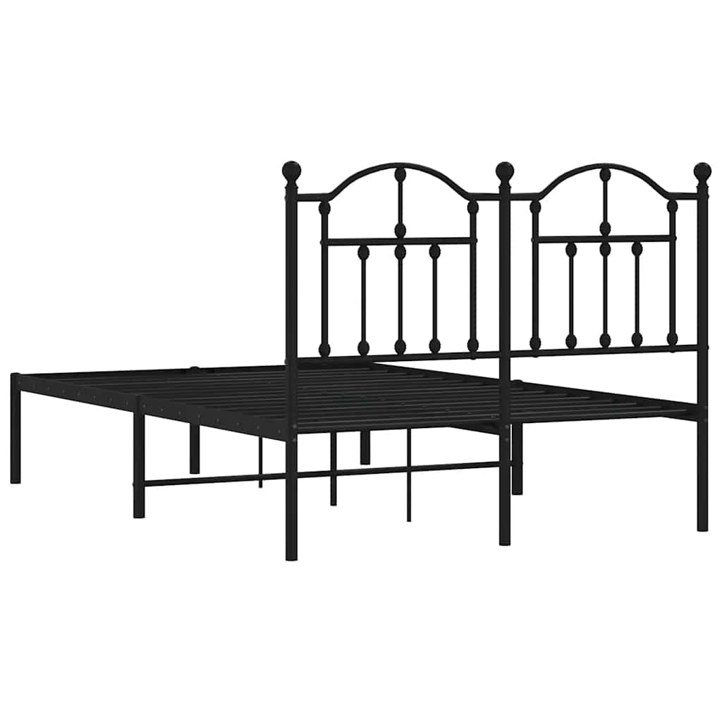 Metalni okvir za krevet s uzglavljem crni 120x190 cm