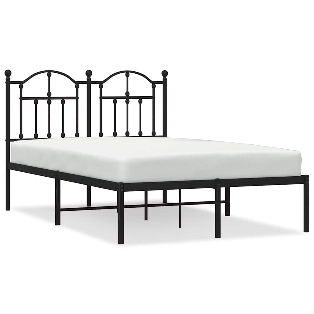 Metalni okvir za krevet s uzglavljem crni 120x200 cm