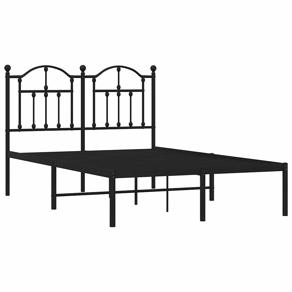 Metalni okvir za krevet s uzglavljem crni 120x200 cm