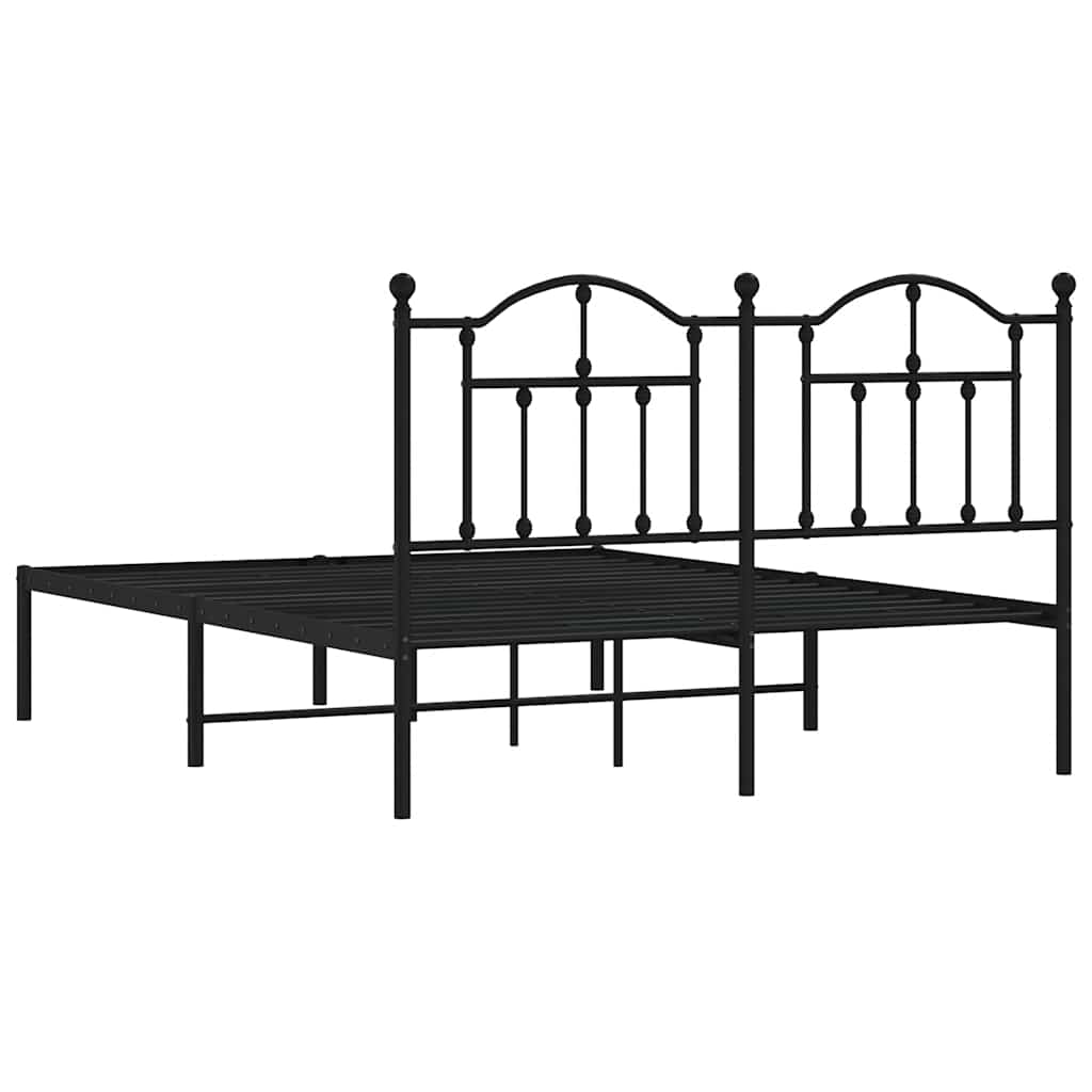 Metalni okvir za krevet s uzglavljem crni 135x190 cm