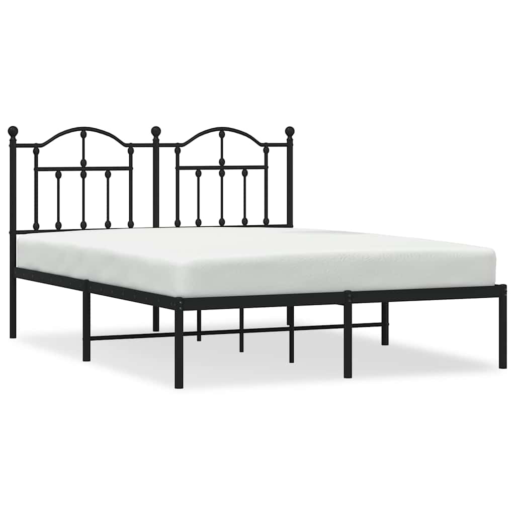 Metalni okvir za krevet s uzglavljem crni 140x190 cm