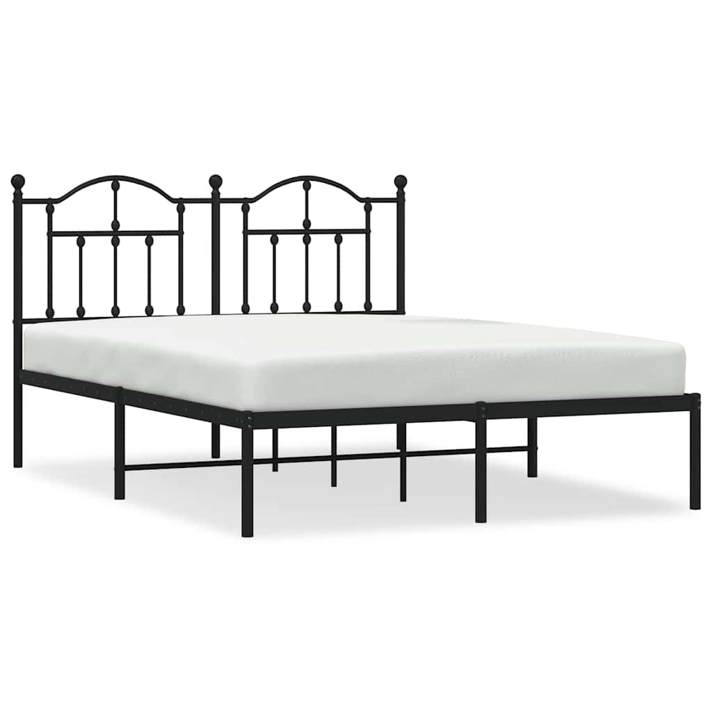 Metalni okvir za krevet s uzglavljem crni 140x200 cm