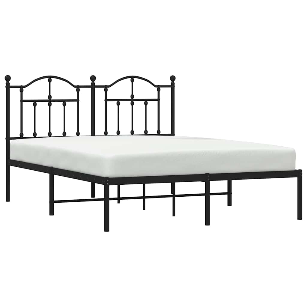 Metalni okvir za krevet s uzglavljem crni 140x200 cm