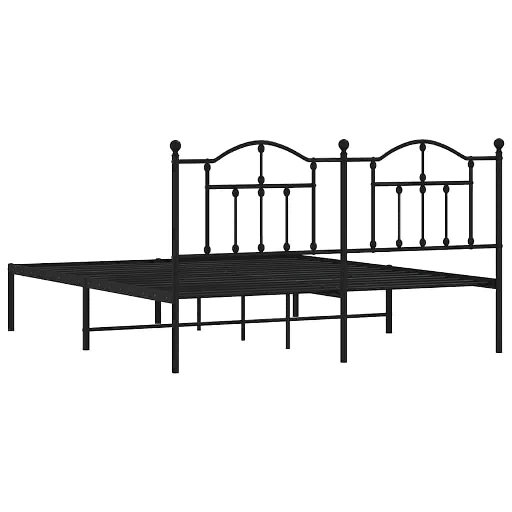 Metalni okvir za krevet s uzglavljem crni 183x213 cm
